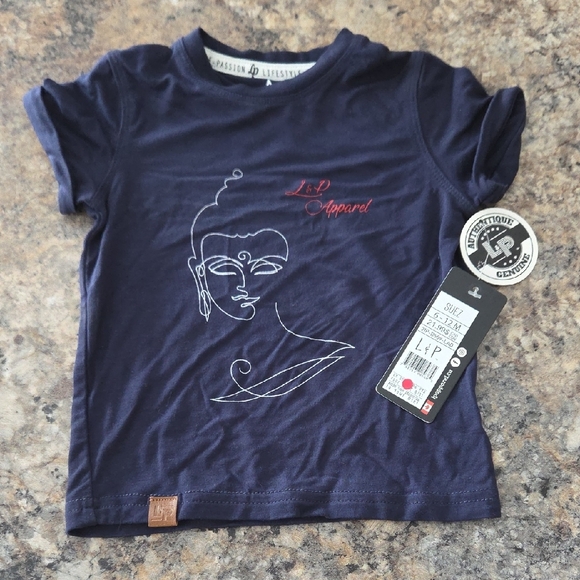 Size 6-12 Months L&P Apparel NEW Navy Blue Tee With Buddha - Picture 7 of 7